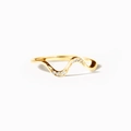 Minimalist S925 sterling silver golden wave ring with micro-set sparkling zircon stones - US Size 7 / Gold