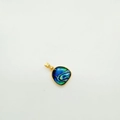 18K gold-plated teardrop pendant featuring blue-green natural shell inlay for DIY jewelry - Oval-Gold (Abalone Shell)