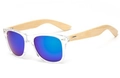 Sunglasses with transparent frames, blue mirror lenses and natural bamboo temples - Clear Frame / Green Film