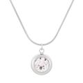 Elegante zilveren slangentic ketting met een briljant gefacetteerde ronde edelsteen hanger - Zilver