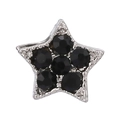 Star-shaped bead charm with black faceted crystals and silver metal edge for DIY jewelry - Black Rhinestone Star