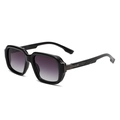 Men's retro pilot square sunglasses with black frame and purple gradient lenses - Black Frame Gradient Purple Grey Lens
