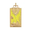 Golden tarot pendant with Cupid relief, zircon inlay, and Gli Amanti engraving - M070392-Neon Yellow