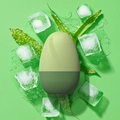 Green egg-shaped facial ice roller massage tool with aloe vera and ice cubes - New Egg Shape - Green