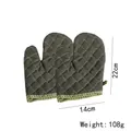 Olive green quilted cotton oven glove with heat-resistant diamond pattern 22x14cm - 1 Pair / Green Small
