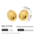Orecchini a cerchio ovali minimalisti in acciaio inossidabile dorato 18 carati lucidi - Stile Ovale Dorato (NB-E1576) / Oro 18K