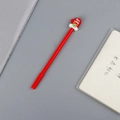 Stylo à bille de Noël rouge avec bouchon gant miniature, nœud vert et texte Best Wishes - Gant de Noël rouge