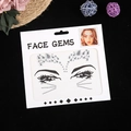 Self-adhesive silver face gems with assorted shapes on white card for creative makeup - Transparent White Rhinestones
