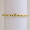18k gold plated beaded elastic bracelet featuring a micro-paved crystal letter P charm - Letter P