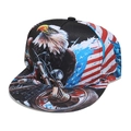 Snapback pet met platte rand, adelaarsmotief, vintage motorfiets en Amerikaanse vlag - M / Motorfiets Arend