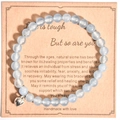 8mm light blue natural stone beaded bracelet with heart charm on gift message card - Light Blue Heart With Card Style