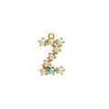 Golden letter Z pendant with white and blue pearls on polished stainless steel base - Pearl Letter Z - Blue