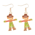 Charming scarecrow earrings with colorful enamel and golden finish hooks - Alloy Scarecrow