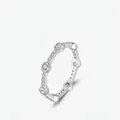 Elegante anello geometrico in argento s925 con fila di zirconi cubici scintillanti - Taglia US 5 / Argento