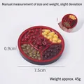 Round miniature five-compartment tray with simulated grains and red frame - Round Grains Plate Style 1
