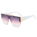 Occhiali da sole trendy semi-senza montatura con lenti sfumate viola e montatura bianca - Montatura Bianca Lenti Grigio Rosa