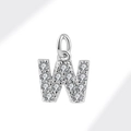 Silver micro-pave zircon letter W pendant with metallic shine for DIY jewelry - White Gold (Letter W)