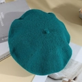 Classic dark teal cashmere blend beret for women with textured wool finish - One Size / Verdant