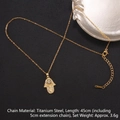 Gold Hamsa Hand pendant necklace in titanium steel with blue evil eye and zircons - Style 8 (A1209)