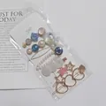 Golden hair clip set with pearls, hearts and stars in blue and pink finishes - Mermaid 7-Piece Set