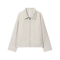 Women's autumn beige wool blend jacket featuring a lapel collar and metal zipper closure - S / Tops / Cream White With Lining