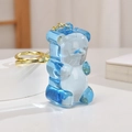 Colorful jelly bear keychain accessory in blue acrylic for backpacks and DIY crafts - Light Gold Chain + Bear / Blue