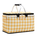 Foldable insulated picnic basket with yellow white gingham pattern and aluminum handles - Yellow Plaid (Upgraded with Frame) 40*23*20 cm