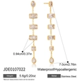 Boucles d'oreilles pampilles en acier doré 18K avec zircon cubique rectangulaire - Boucles d'Oreilles Pendantes Longues à Glands Dorés (JDE0107022)