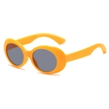 Trendige gelbe ovale Retro-Sonnenbrille für Kinder mit dunkelgrauen Gläsern für UV-Schutz - Gelber Rahmen Graue Gläser