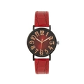 Red crocodile leather watch with gradient dial and rose gold Arabic numerals - Red