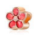 Rose gold five-petal flower bead with red enamel for DIY bracelets and necklaces - Red