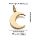Detail view of 16mm gold crescent moon pendant with material and weight specifications - CX138-11 (Gold Moon Shape Pendant)