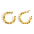 Orecchini a cerchio a forma di C in oro con design a corda intrecciata in acciaio - Oro 18K / Oro