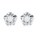 Elegant S999 sterling silver five-point star stud earrings with clear zircon stones - Flower Zirconia