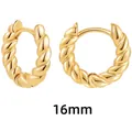 16mm large gold twisted hoop earrings with elegant textured braided rope design - Twisted 16mm