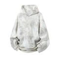 Oversized tie-dye hoodie in grey and white marble pattern with drawstring and pocket - Grayish White