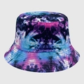 Cappello da pescatore reversibile con stampa tie-dye galassia in viola, blu e nero - M (56-58cm) / Tie-Dye Galassia Viola-Blu-Nero (50)