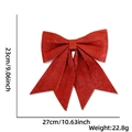 Detailed view of a red glitter Christmas bow with dimensions 27x23cm and weight 22.8g - G:No.4 (27x23cm) / Red