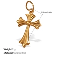 18K gold plated stainless steel cross pendant with heart detail for jewelry making - Heart Decorated Cross (PJ382G)