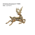 Glossy golden reindeer Christmas ornament pendant with a metallic mirror finish - Gold Leaping Reindeer (LF-7068G)