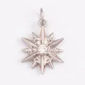 Silver octagonal star pendant with a sparkling central crystal for DIY jewelry making - Octagonal Star Pendant / M603071-White Gold