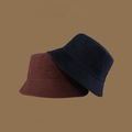 Detail of reversible foldable sun hats in brown and navy for summer outdoor protection - M (56-58cm) / Brown & Black