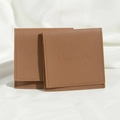 Set of two brown PU leather drawstring storage pouches with embossed Vinkade logo - Brown