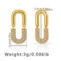 Gold plated U-shape link earrings with cubic zirconia pavé detailing for women - Gold Pave U-Link Style (KE0671)