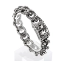 Retro Herrenarmband aus Titanstahl mit Gliederkette und Relief im Löwenkopf-Design - Löwenkopf (KB154539-KJX)