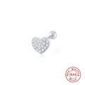 Orecchino a lobo a cuore in argento sterling 925 con zirconi cubici lucenti - Tipo a Vite a Cuore Singolo / Platino Strass Bianco