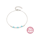 925 sterling silver paperclip bracelet featuring sky blue turquoise and zircon stones - Silver Turquoise