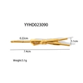 Elegante pinza para el pelo con lazo de acero inoxidable dorado con acabado pulido - Estilo de Lazo Minimalista (YYHD023090)