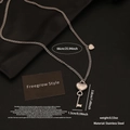 Pendentif cadenas cœur et clé argentés sur longue chaîne en acier inoxydable rétro - 1# Pendentif Cœur Clé
