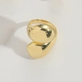 Minimalist gold-plated adjustable ring featuring a fluid organic melted metal design - Ellipse / Gold